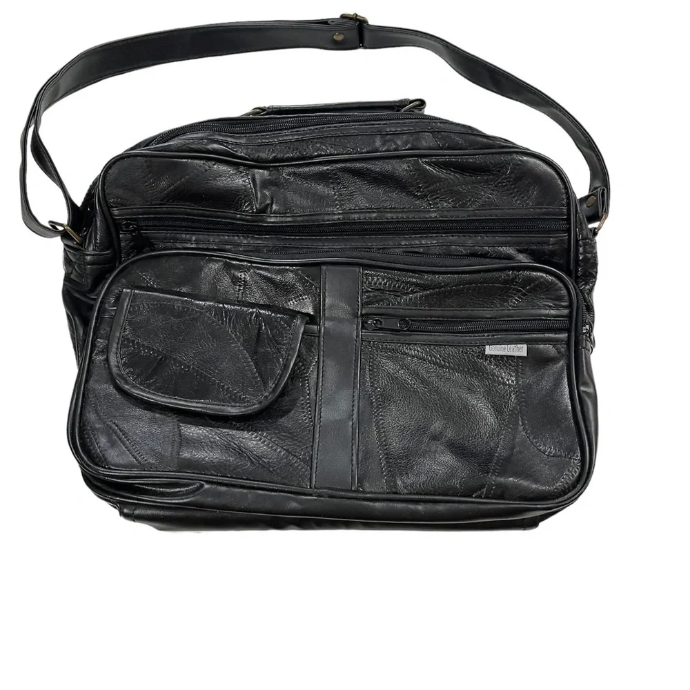Unbranded Black 100% Genuine Leather Laptop Ipad Bag 13x11